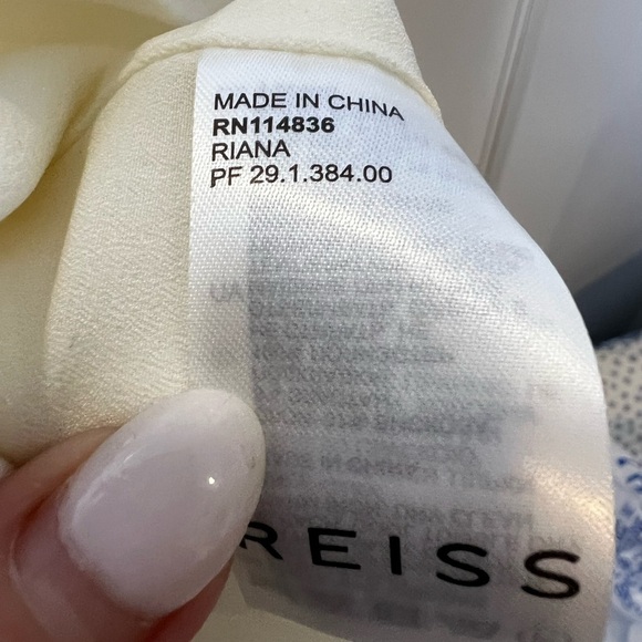 REISS Riana Color block Bodycon Dress in White/Nude/Black Womens Size 10 - Picture 9 of 11